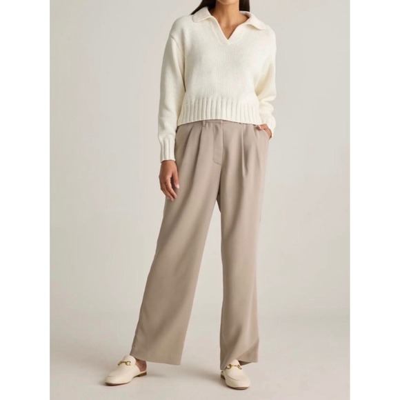 Quince Pants - Quince NWT Crepe Pleated Wide Leg Pants Morel Gray Size 16‎